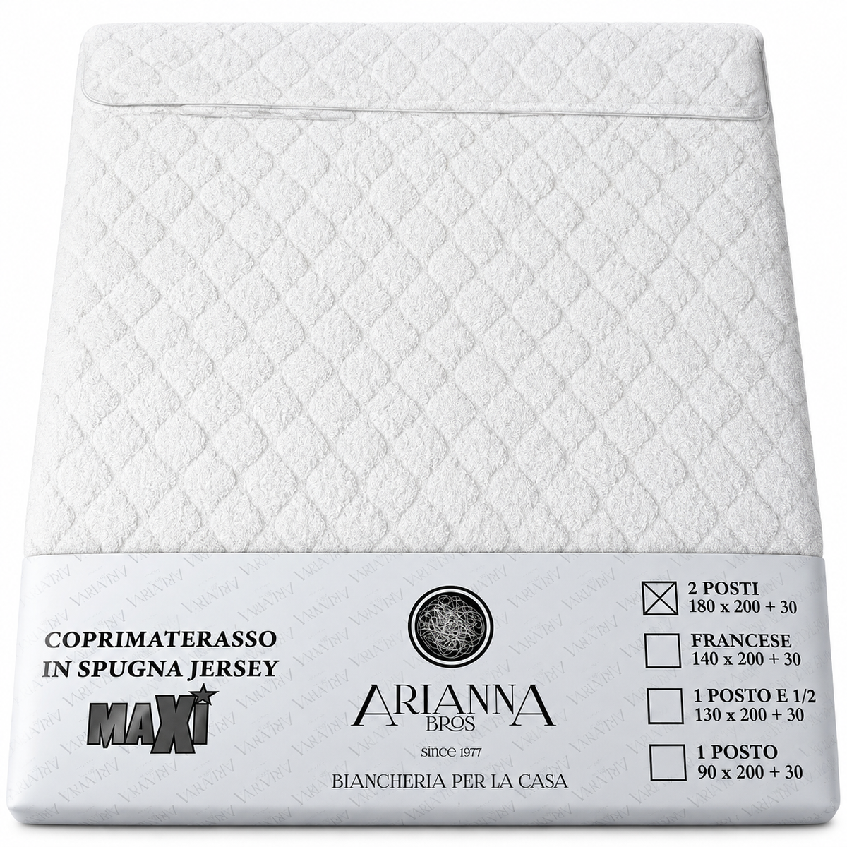 Coprimaterasso Spugna Jersey Matrimoniale 180x200+30